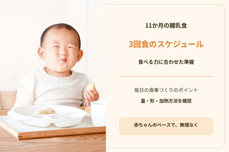 11ヶ月の離乳食スケジュール例｜3回食・授乳・昼寝のリズムの整え方