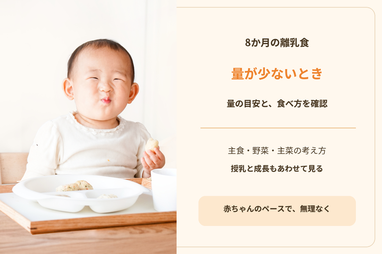 8ヶ月の離乳食の量が少ないときは？食べ方・授乳・成長を確認する順番